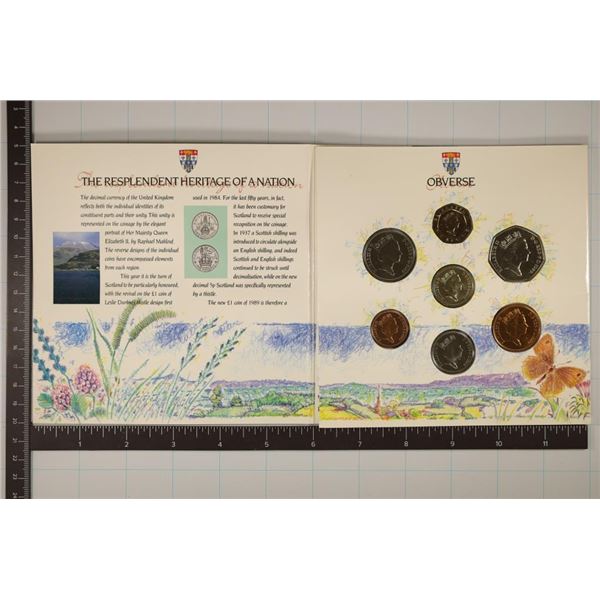 1989 UNITED KINGDOM 7 COIN BRILLIANT UNC SET