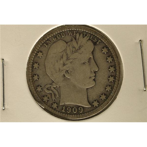 1909-D BARBER QUARTER BETTER DATE COIN (FINE)