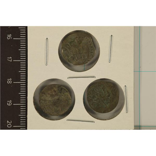 3 SILVER DIME SIZED OTTOMAN EMPIRE PARA COINS: