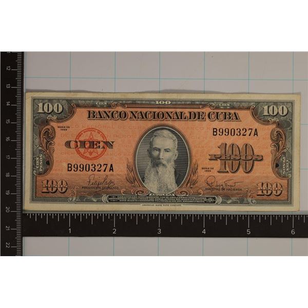 1959 CUBA 100 PESO BILL CRISP