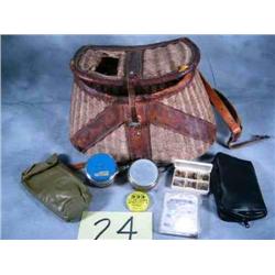 Wicker Creel w/ fishing tackle