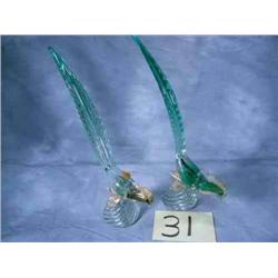 pair of Venetian Glass pheasant figurines