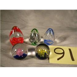 5 glass paper weights