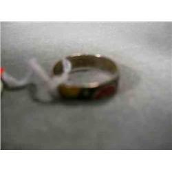 Enameled Mexican silver ring