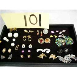 21 pair of clip earrings & sterling pendant