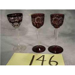 3 ruby goblets