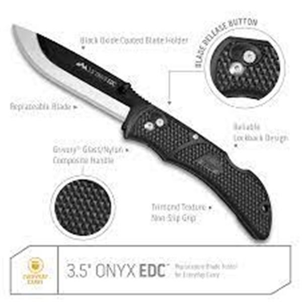 OUTDOOR EDGE 3.5" ONYX EDC FOLDING BLADE BLACK BL