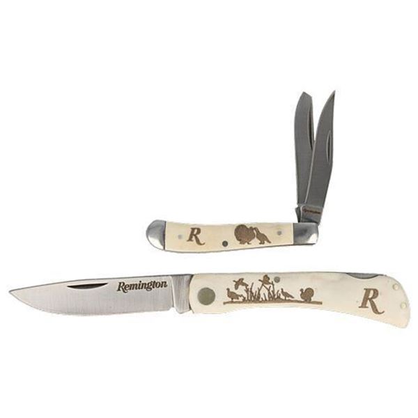 REMINGTON CUTLERY WILD TURKEYS 2-KNIFE SET W/TIN