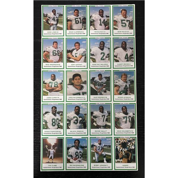 1989 Saskatchewan Roughriders team set - uncut sheets