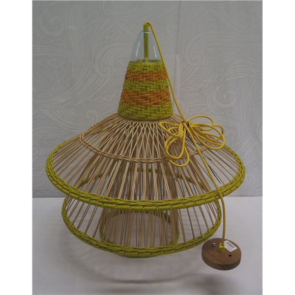 Baja Woven Hanging Lamp Yellow 23  dia, 26 H