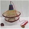 Image 1 : Baja Woven Hanging Lamp Red 23" dia, 26"H