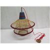 Image 2 : Baja Woven Hanging Lamp Red 23" dia, 26"H