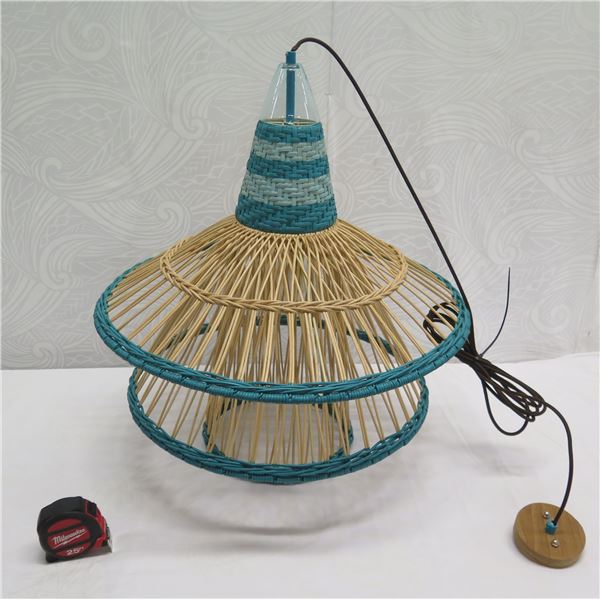 Baja Woven Hanging Lamp Blue 23" dia, 26"H