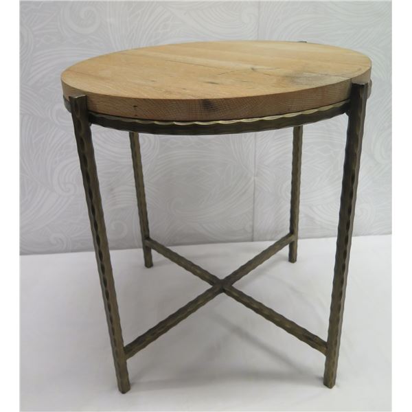 Kelby Road Round Micah Wooden Drink Table w/ Metal Frame (heavy) 22 dia, 24 H