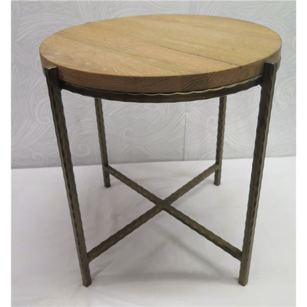 Kelby Road Round Micah Wooden Drink Table w/ Metal Frame (heavy) 22"dia, 24"H