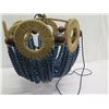 Image 2 : MAYFAIR Florence Blue Bead Jute Chandelier  20" dia, 13"H