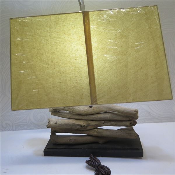 Pair Wooden Seabury Table Lamps w/ Rectangular Shades 16 L (base) , 22 H (bulbs not included)