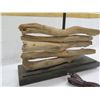 Image 3 : Pair Wooden Seabury Table Lamps w/ Rectangular Shades 16"L (base) , 22"H (bulbs not included)