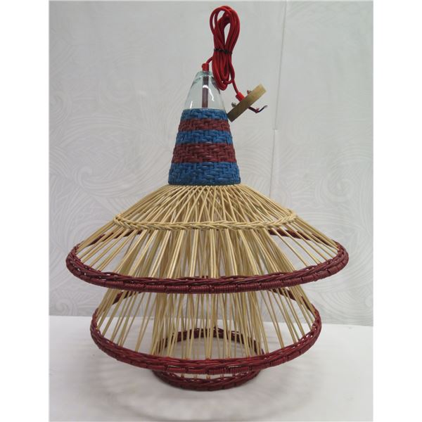 Baja Woven Hanging Lamp Red 23  dia, 26 H