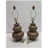 Image 2 : Pair Natural Light Bombay Carob Table Lamps  29"H (bulbs not included)