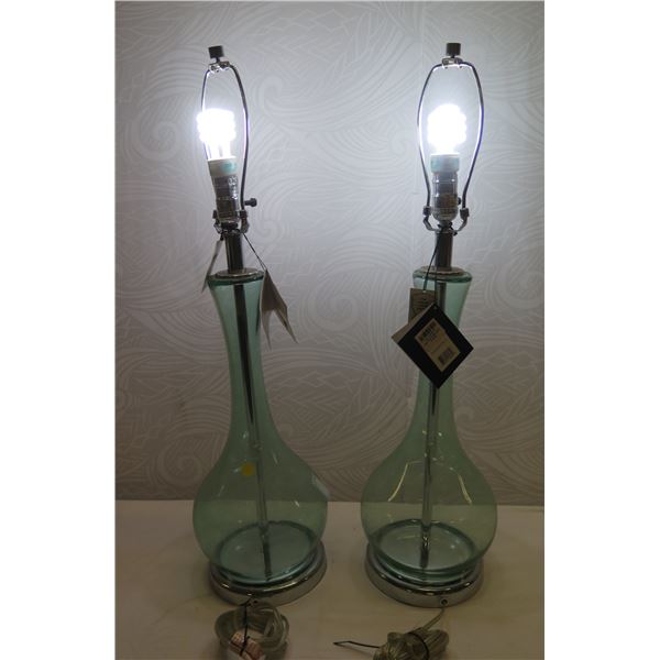 Pair Pacific Coast Blue Martini Table Lamps  30 H (bulbs not included)