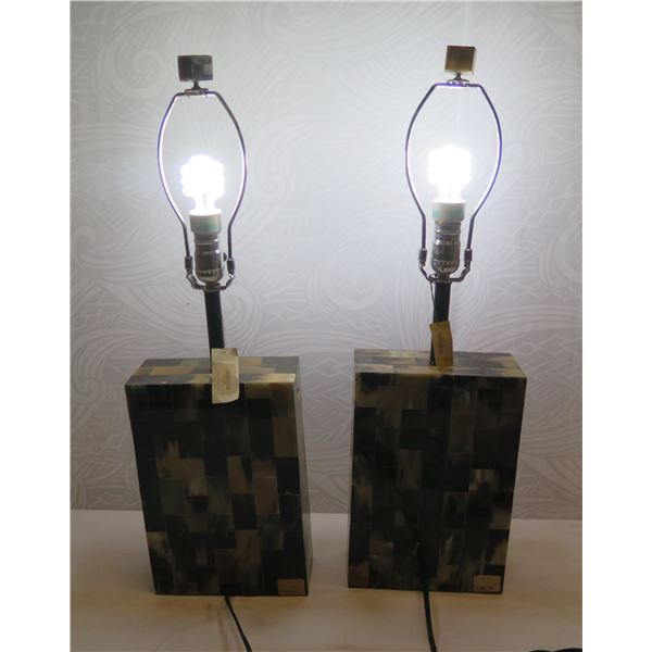 Pair Horn Tile Table Lamps  27"H (bulbs not included)