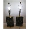 Image 1 : Pair Horn Tile Table Lamps  27"H (bulbs not included)