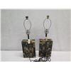 Image 2 : Pair Horn Tile Table Lamps  27"H (bulbs not included)