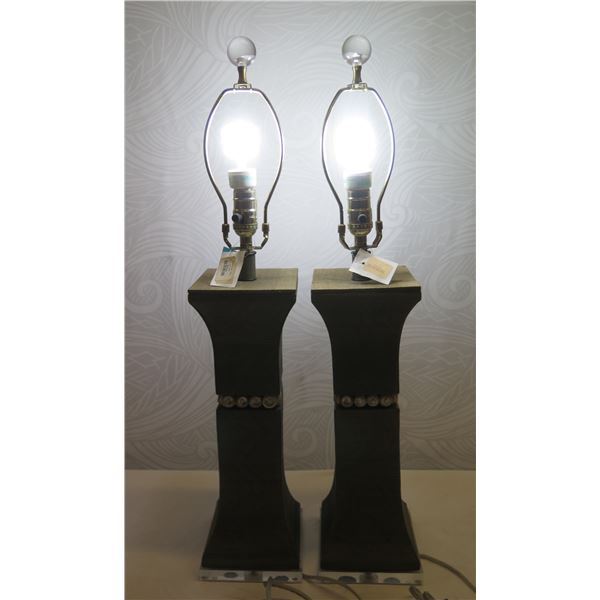 Pair Cayman Gray Table Lamps  30 H (bulbs not included)