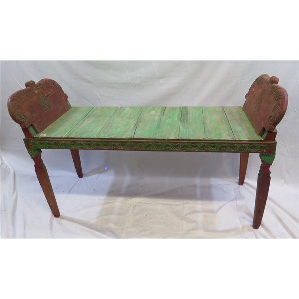 Red and Green Console w/ Raised Ends 60"x23"x26"H