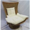 Image 1 : SELAMAT Healdsburg Wicker Swivel Chair w/ Pedestal Base & Throw Cushions 34"x26"x44"H