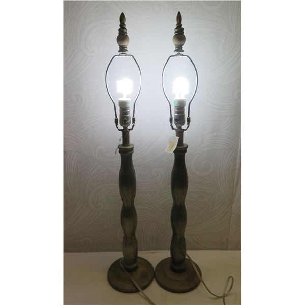 Pair Natural Light Chagal Table Lamps  35 H (bulbs not included)