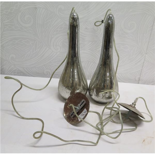 Pair Metal Hanging Lamps 18 H (bulbs not included)