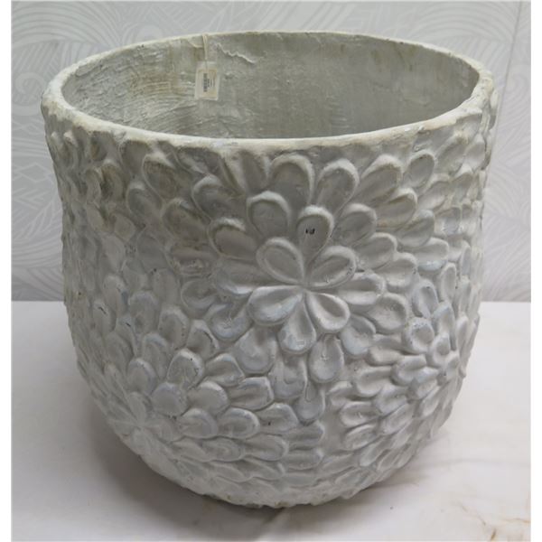 Kaya Planter (L) w/ Floral  Motif 18  dia, 18 H