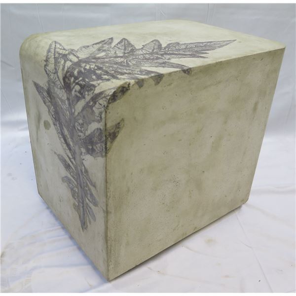 Rectangular Concrete Side Table w/ Leaf Print (hollow) 16"x22"x20"H