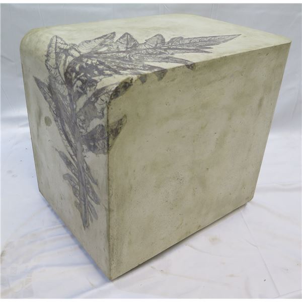 Rectangular Concrete Side Table w/ Leaf Print (hollow) 16"x22"x20"H