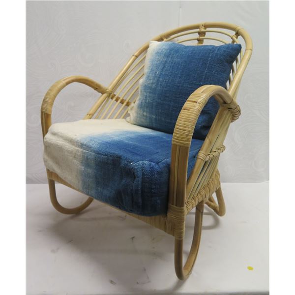 Silvana Rattan Chair Indigo w/ Back & Seat Cushions 26"x18"x32"H