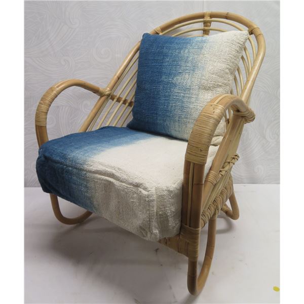 Silvana Rattan Chair Indigo w/ Back & Seat Cushions 26"x18"x32"H