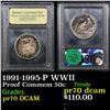 Image 1 : Proof 1991-1995-P WWII Modern Commem Half Dollar 50c Graded GEM++ Proof Deep Cameo By USCG