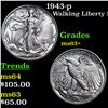 Image 1 : 1943-p Walking Liberty Half Dollar 50c Grades Select+ Unc
