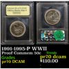 Image 1 : Proof 1991-1995-P WWII Modern Commem Half Dollar 50c Graded GEM++ Proof Deep Cameo By USCG