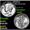 Image 1 : 1943-p Mercury Dime 10c Grades Choice+ Unc