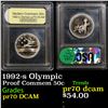 Image 1 : Proof 1992-s Olympic Modern Commem Half Dollar 50c Graded GEM++ Proof Deep Cameo By USCG