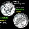 Image 1 : 1943-p Mercury Dime 10c Grades GEM Unc