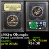 Image 1 : Proof 1992-s Olympic Modern Commem Half Dollar 50c Graded GEM++ Proof Deep Cameo By USCG