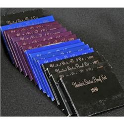 15 U.S. Mint Proof Sets 1968,69,71,72,74,77,78,80,82, 83,84,85,87,88 and 1989
