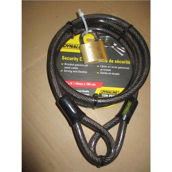 NEW:  3/8  X 6' SECURITY CABLE C/W LOCK & KEYS