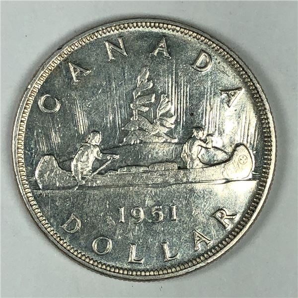 1951 King George VI Canadian Silver Dollar UNC