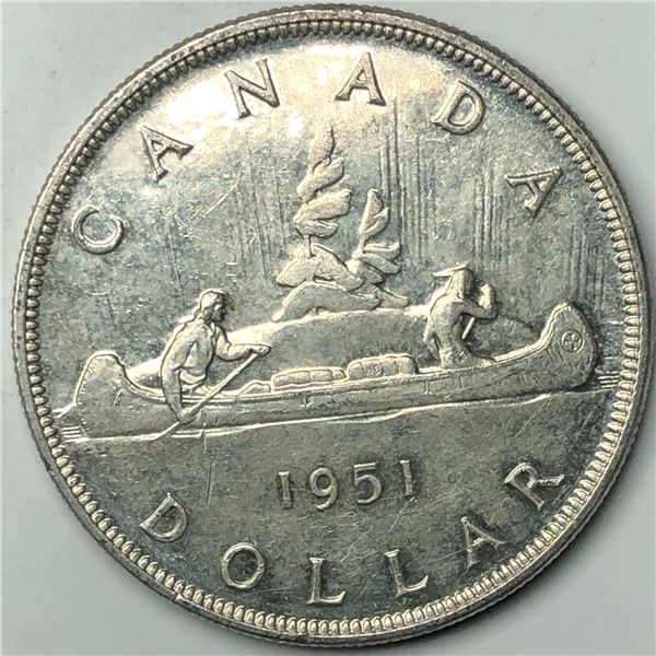 1951 King George VI Canadian Silver Dollar SWL VARIETY