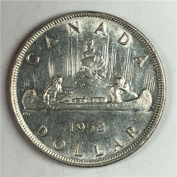 1952 King George VI Canadian Silver Dollar FWL UNC